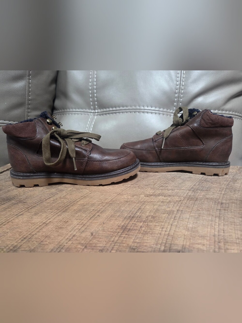 Cat & Jack Toddler Boys Archer Faux Leather Hiking Ankle Boots Brown Size 4 B1L